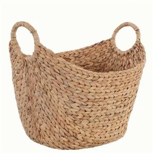 Seagrass Handmade Large Woven Storage Basket With Ring Handles